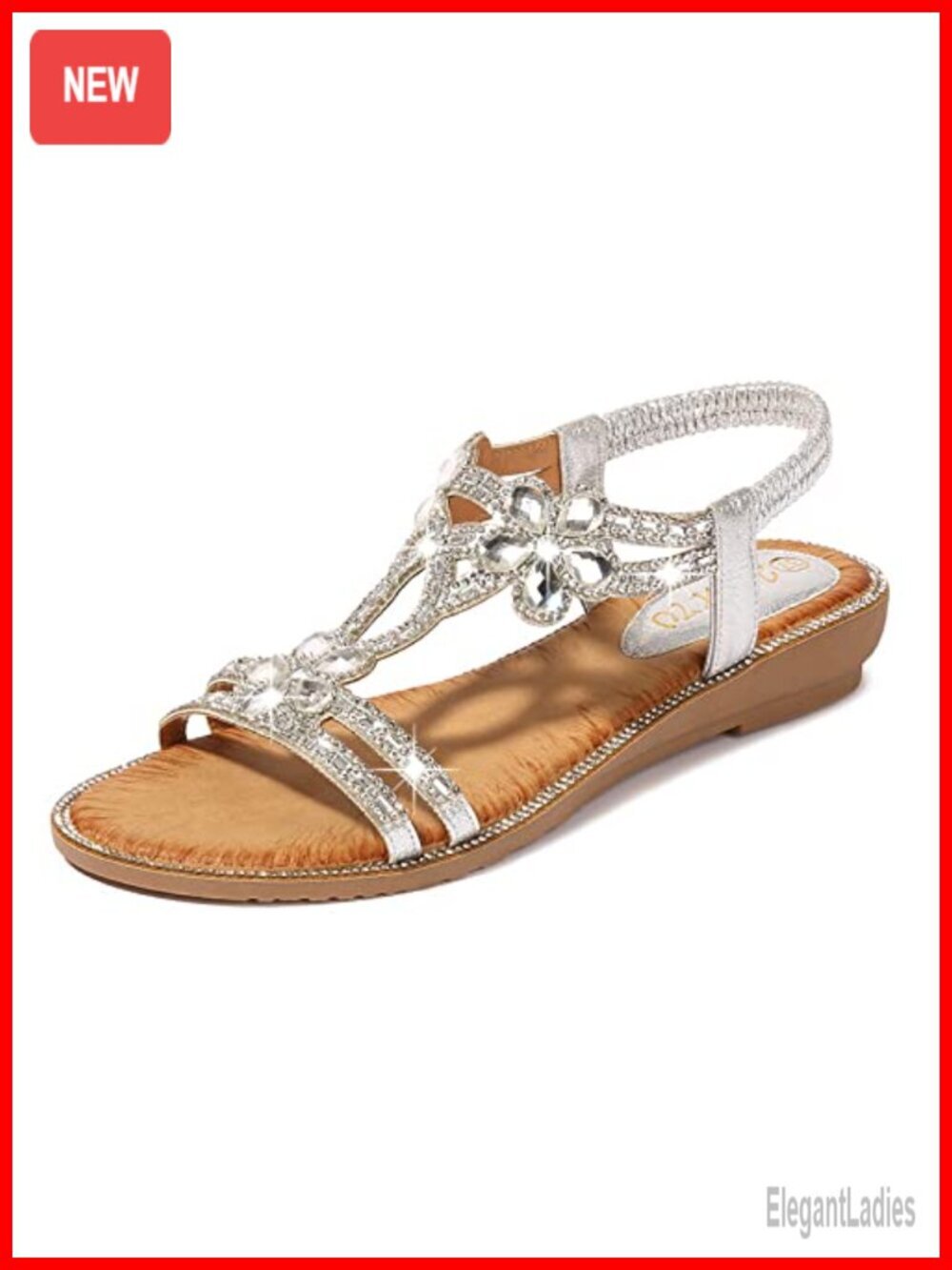 T-Strap Rhinestone Beaded Bohemia Sandals Flat Summer Beach
